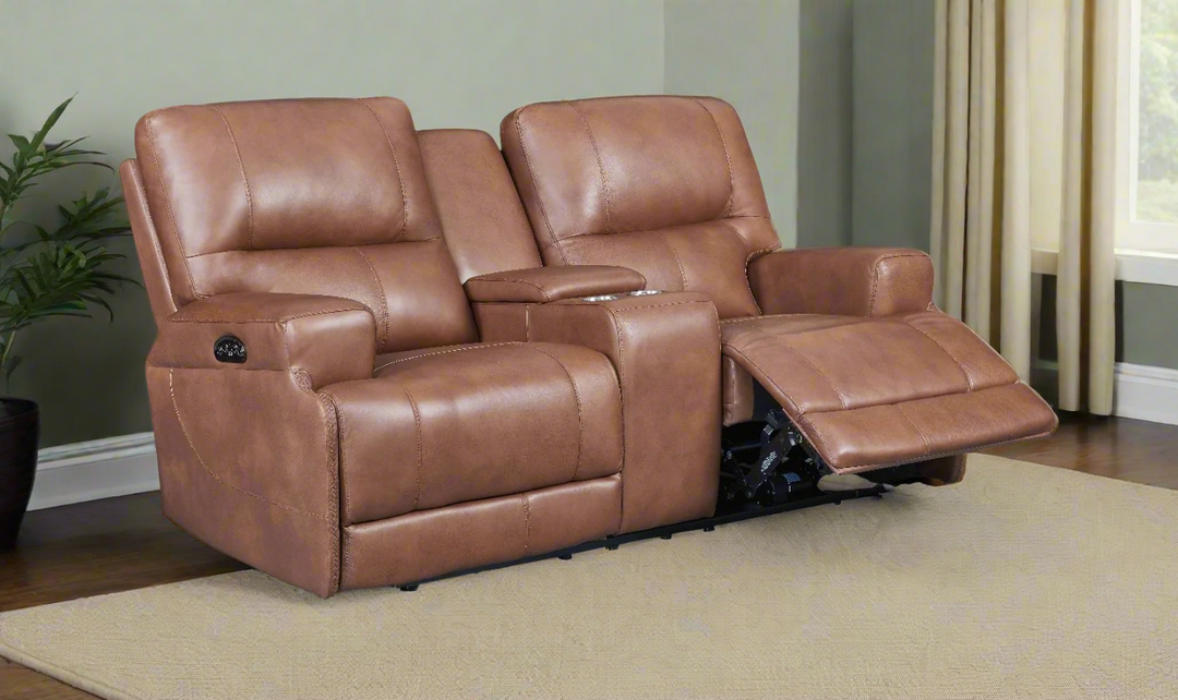 Leather Italia Briemfield Brown Leather Power Reclining Loveseat-jennifer furniture