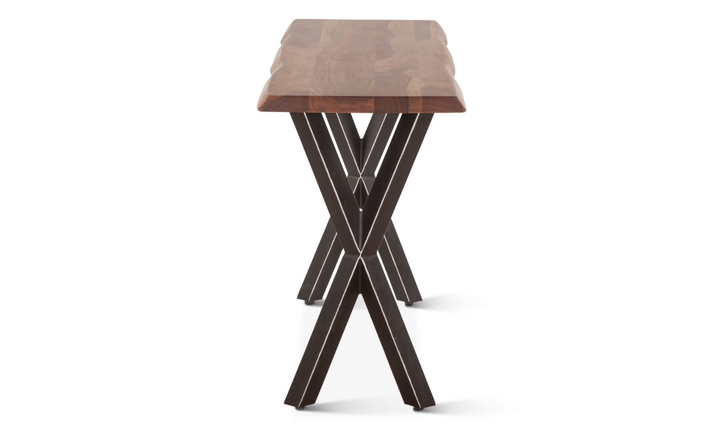 HTD Brisbane Console Brown Table in Natural Sheesham Wood and Iron Legs- Jennifer Furniture