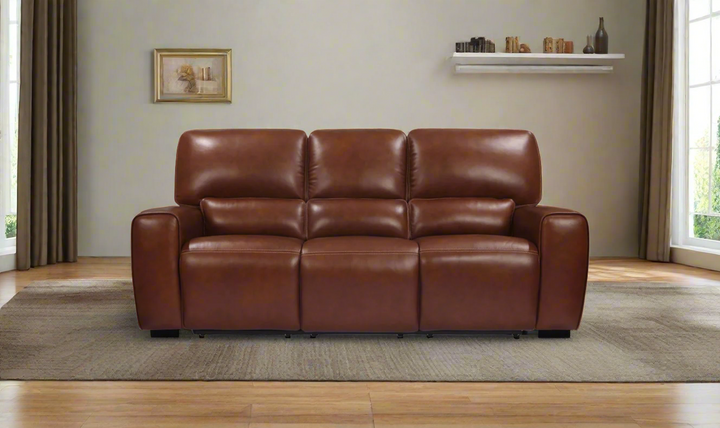 Leather Italia Broadway 3-Seater Brown Leather Power Reclining Sofa-jennifer furniture