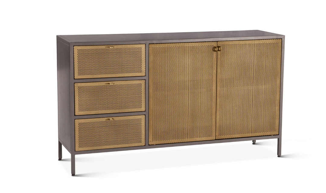 Brooklyn 3-Drawer Sideboard In Brass- Jennifer Furniture