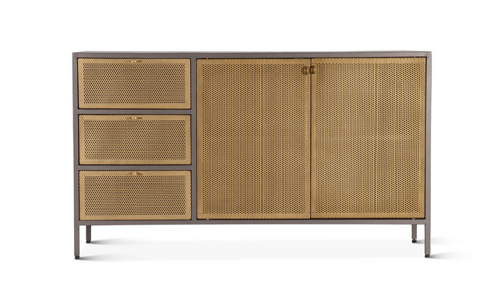 Brooklyn 3-Drawer Sideboard In Brass- Jennifer Furniture