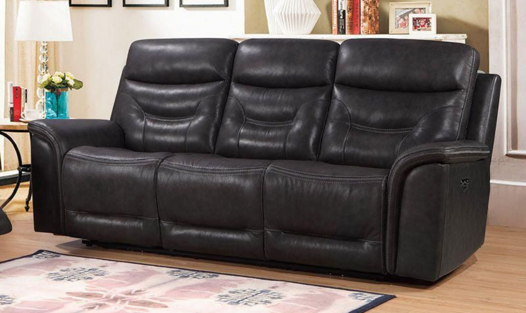 Bullard 3-Seater Gray Leather Power Reclining Sofa-jennifer furniture