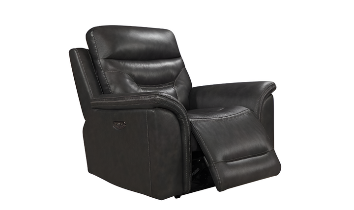 Bullard Gray Leather Chair with USB Charging Ports-Jennifer Furniture