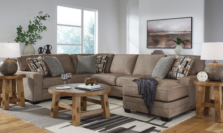 Cannonbrook 3-Piece Sectional with Chaise in Nutmeg-Jennifer Furniture 