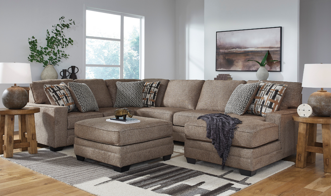 Cannonbrook 3-Piece Sectional with Chaise in Nutmeg-Jennifer Furniture 