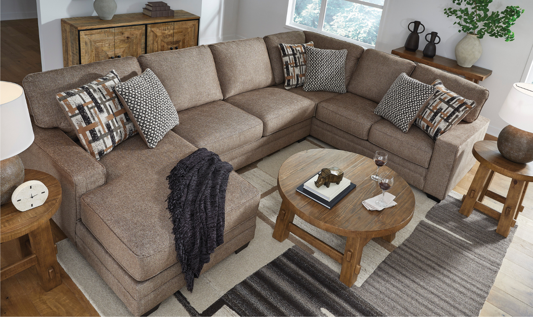 Cannonbrook 3-Piece Sectional with Chaise in Nutmeg-Jennifer Furniture 