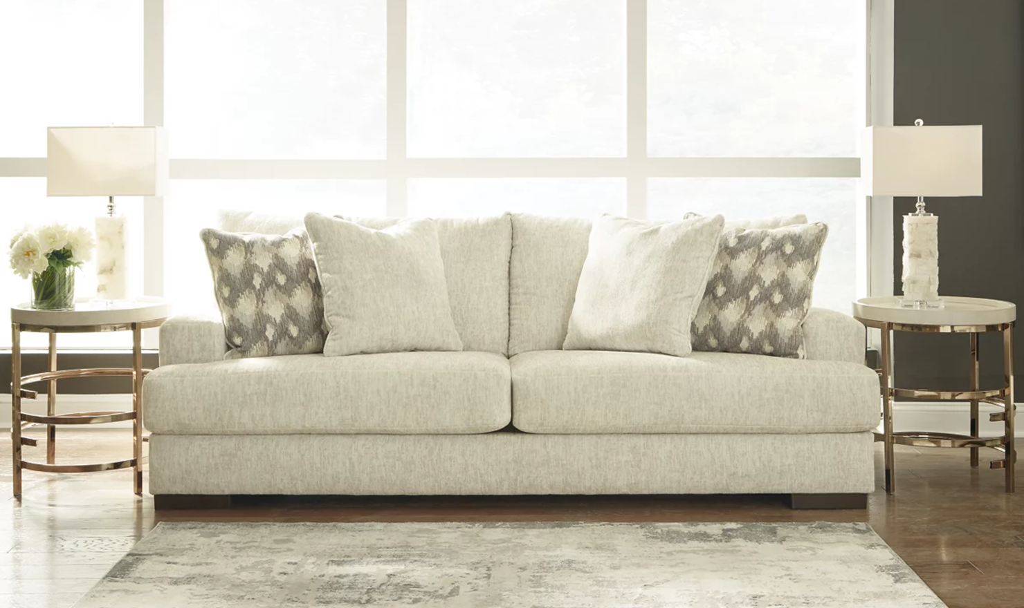 Ashley  Caretti 3-Seater Fabric Sofa In Parchment