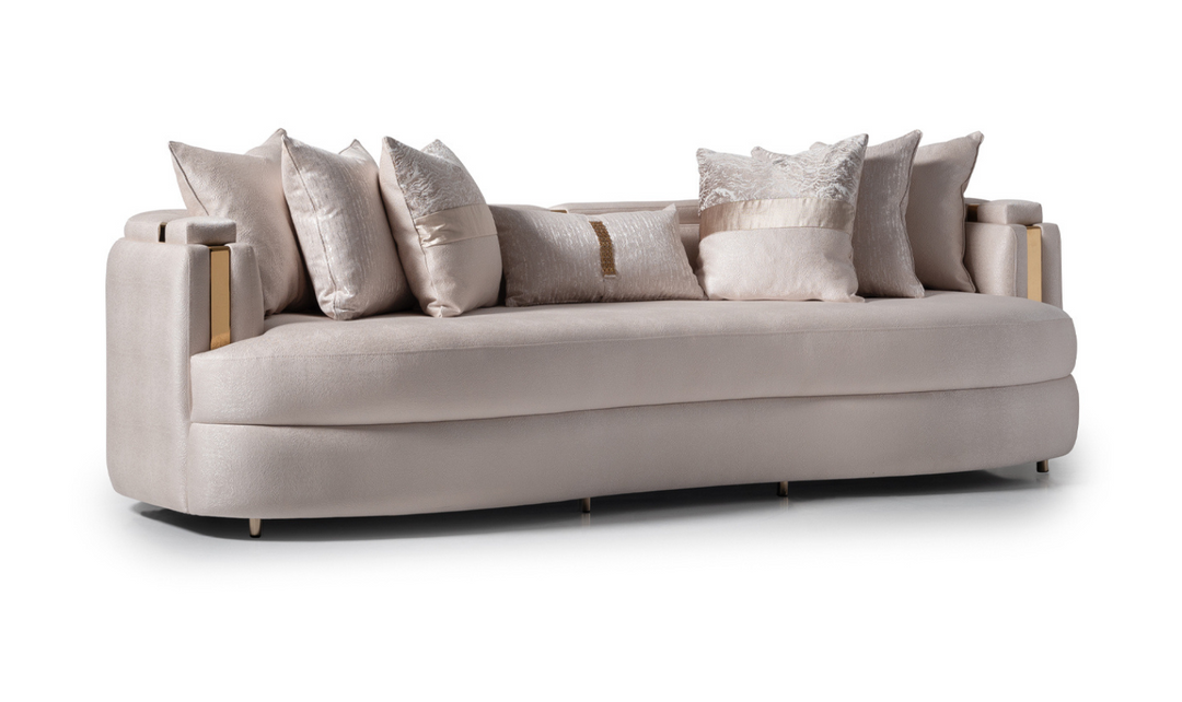 AICO Carmela 3 Seater Fabric Sofa with Metal Band Arms