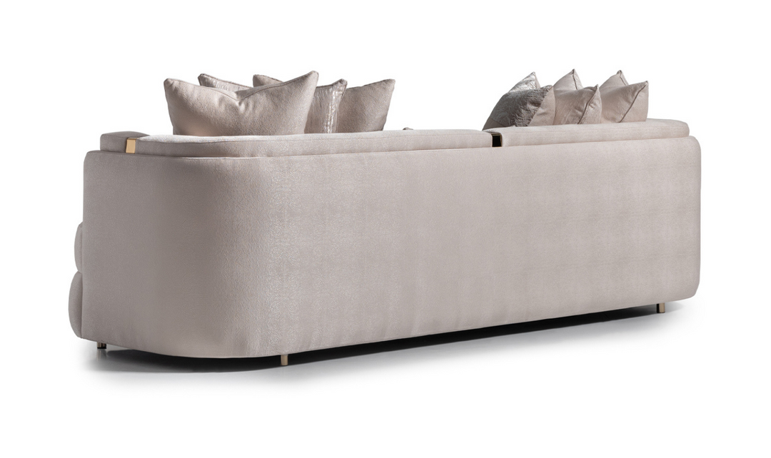 AICO Carmela 3 Seater Fabric Sofa with Metal Band Arms