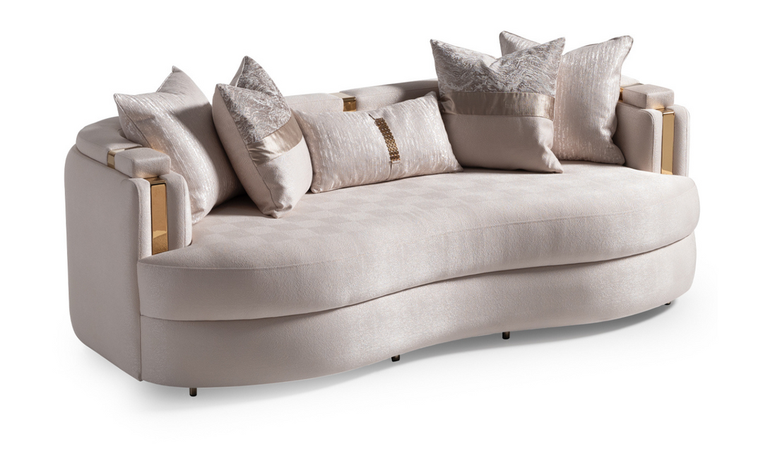 AICO Carmela 3 Seater Fabric Sofa with Metal Band Arms