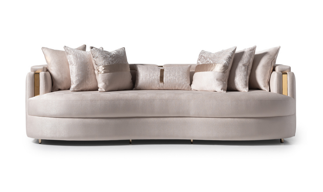 AICO Carmela 3 Seater Fabric Sofa with Metal Band Arms