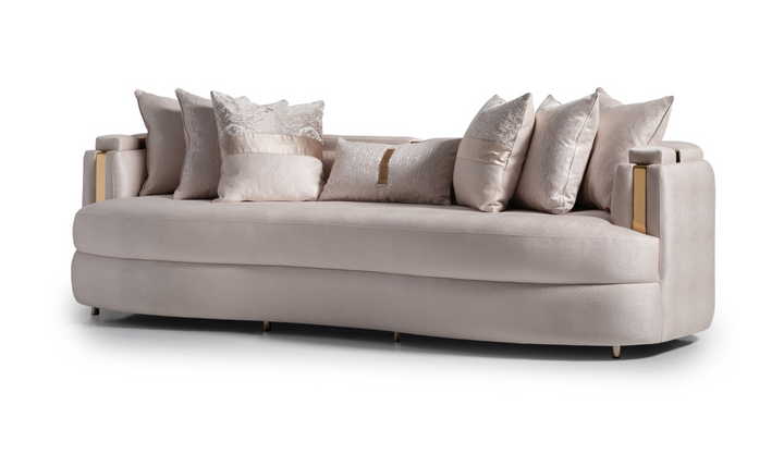 AICO Carmela 3 Seater Fabric Sofa with Metal Band Arms