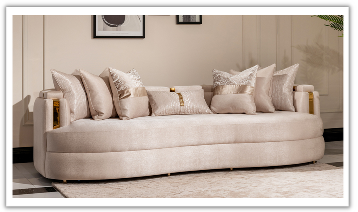 AICO Carmela 3 Seater Fabric Sofa with Metal Band Arms