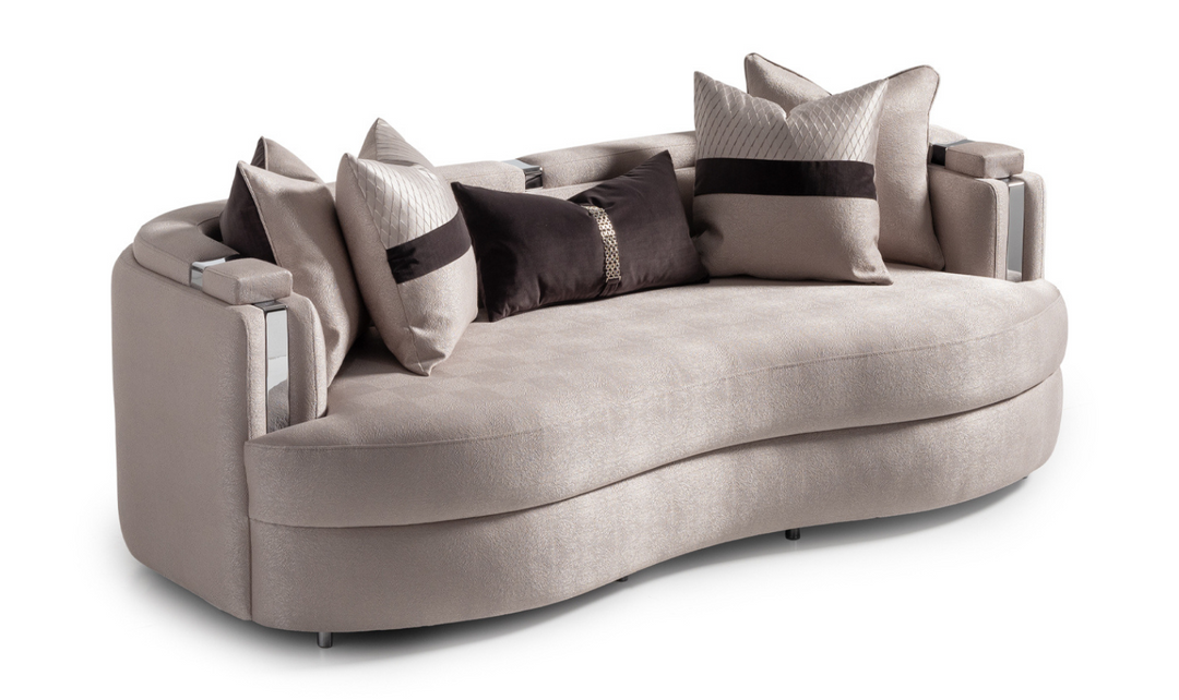 AICO Carmela 3 Seater Fabric Sofa with Metal Band Arms