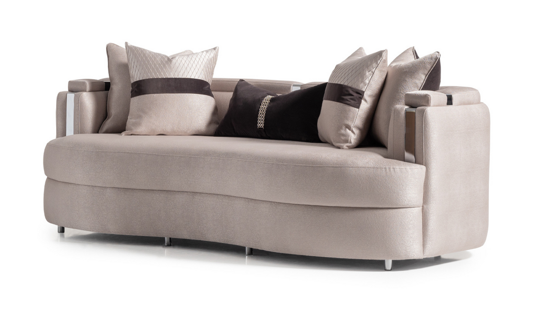 AICO Carmela 3 Seater Fabric Sofa with Metal Band Arms