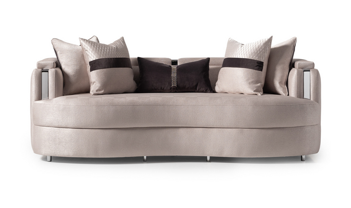 AICO Carmela 3 Seater Fabric Sofa with Metal Band Arms