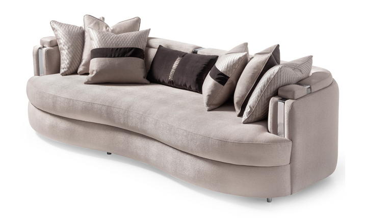 AICO Carmela 3 Seater Fabric Sofa with Metal Band Arms