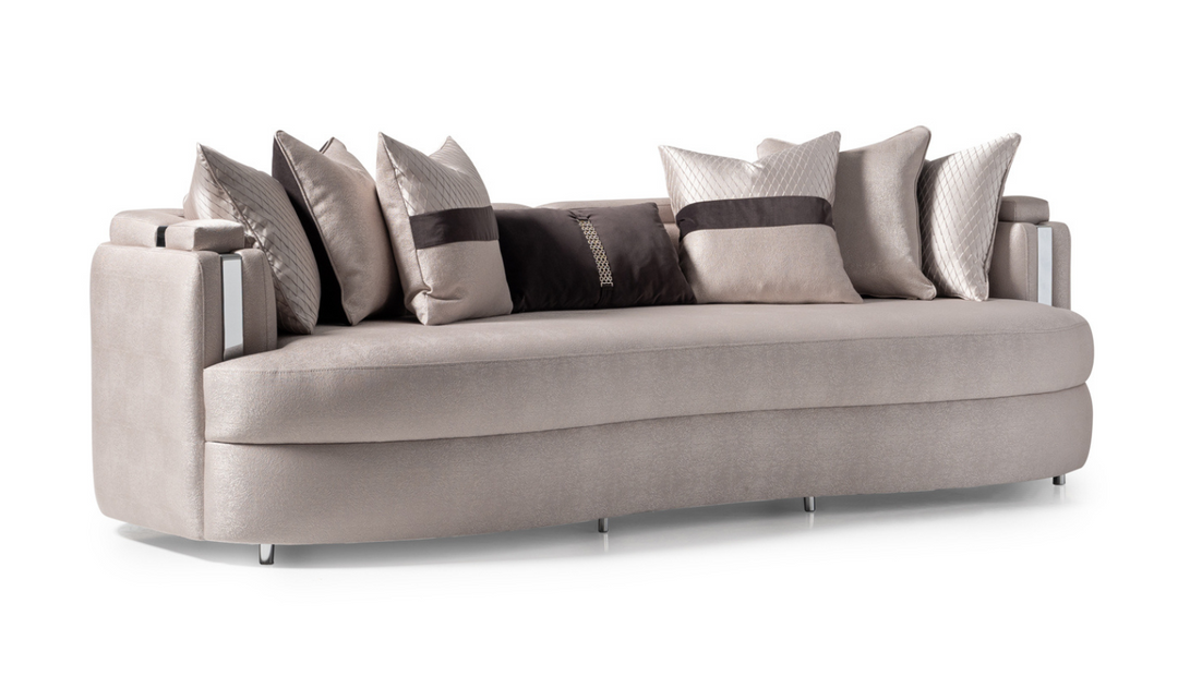 AICO Carmela 3 Seater Fabric Sofa with Metal Band Arms