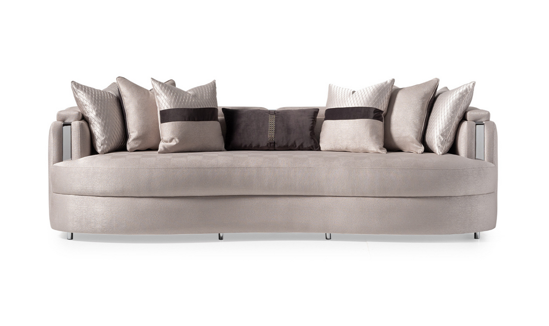 AICO Carmela 3 Seater Fabric Sofa with Metal Band Arms