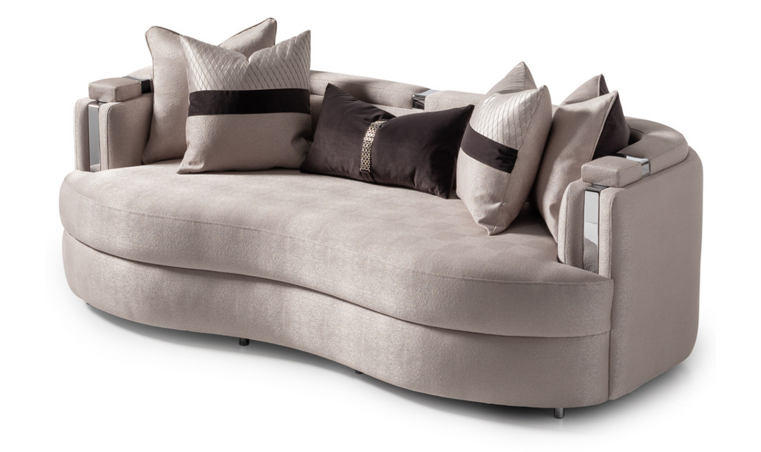 AICO Carmela 3 Seater Fabric Sofa with Metal Band Arms