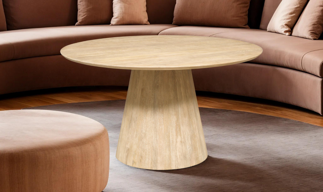 Casablanca Wooden Round Dining Table in Natural White-Jennifer Furniture 