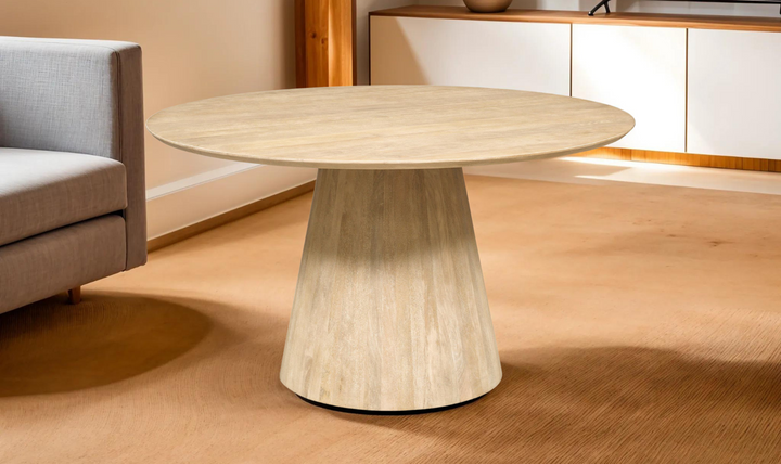 Casablanca Wooden Round Dining Table in Natural White-Jennifer Furniture 