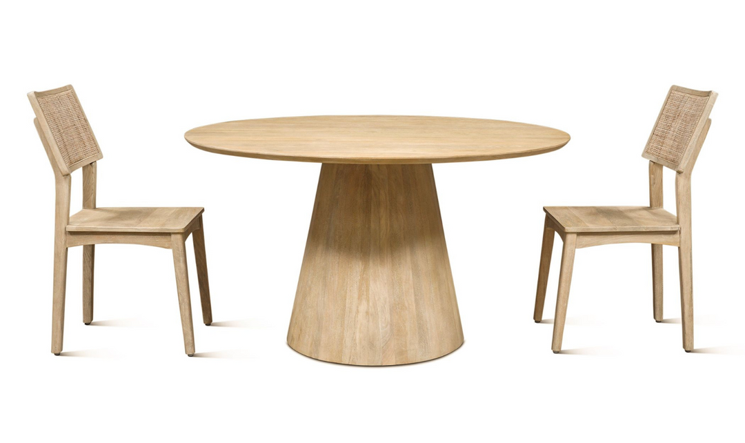 Casablanca Wooden Round Dining Table in Natural White-Jennifer Furniture 