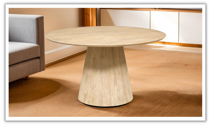 Casablanca Wooden Round Dining Table in Natural White-Jennifer Furniture 