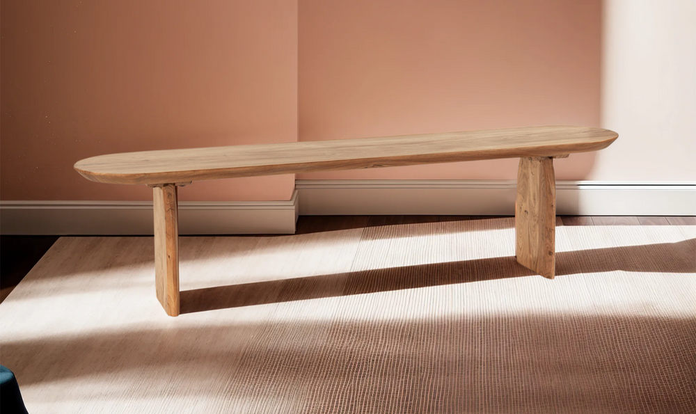 Catania Bench in Natural Wood Finish-Jennifer Furniture