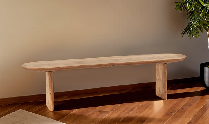 Catania Bench in Natural Wood Finish-Jennifer Furniture