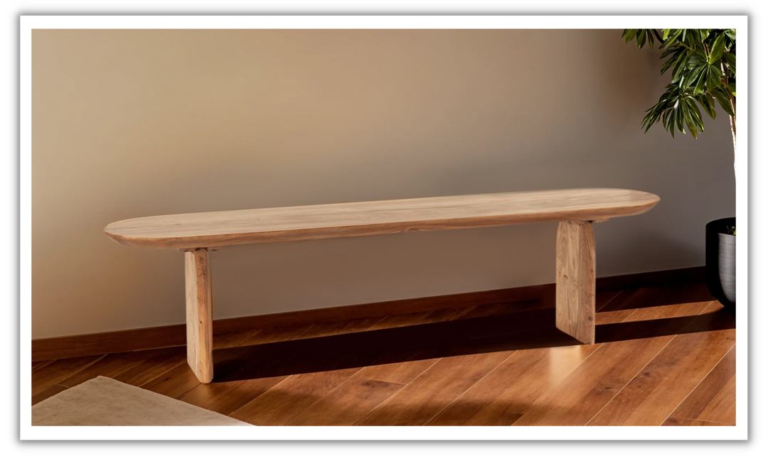 Catania Bench in Natural Wood Finish-Jennifer Furniture