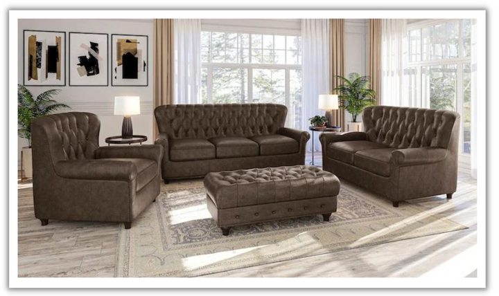 Pulaski Charlie 3-Seater Tufted Leather Sofa
