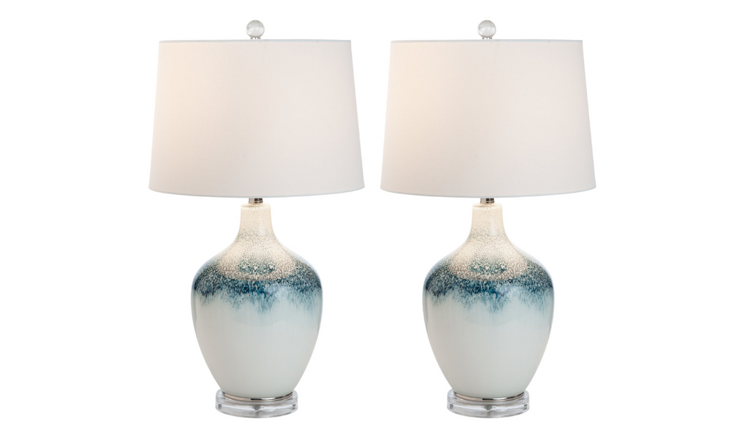 Coast 28.5" Blue and White Glass Table Lamp (Set of 2)