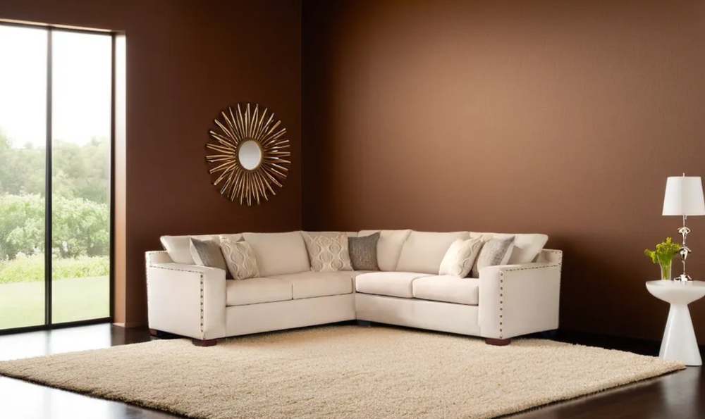 Coaster Aria 4-Seater L-Shaped Chenille Fabric Sectional Sofa in Beige- jennifer furniture