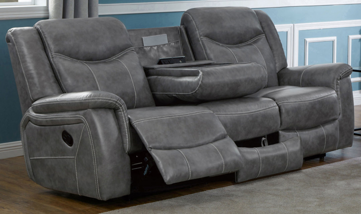 Coaster Conrad 3-Seater Leather Recliner Sofa in Gray