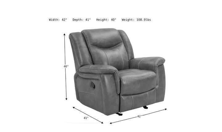 Coaster Conrad Leather Manual Recliner Chair in Gray