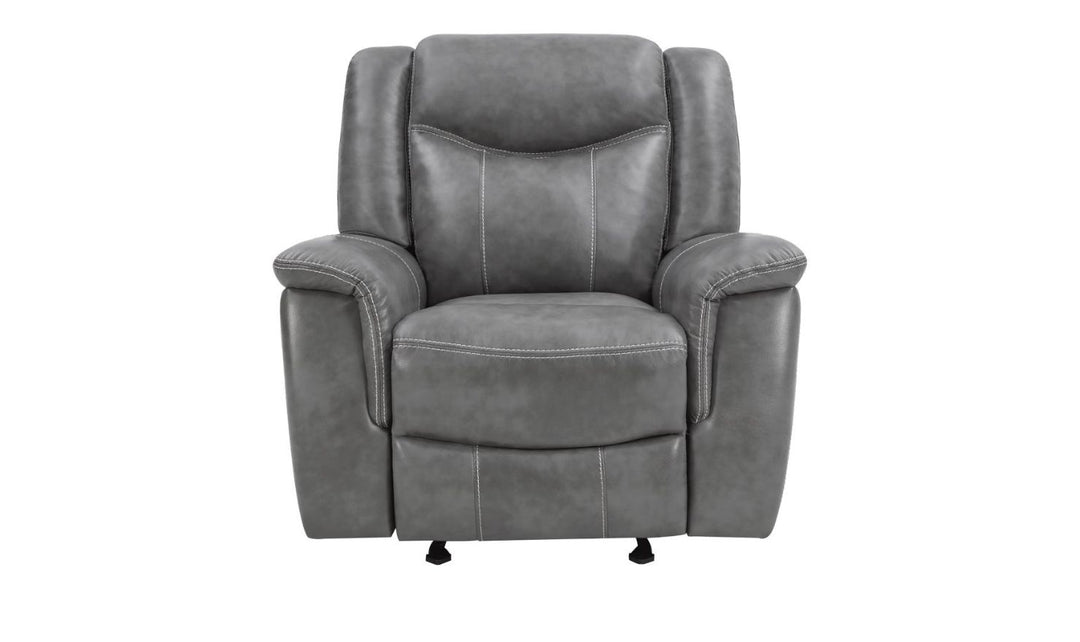 Coaster Conrad Leather Manual Recliner Chair in Gray