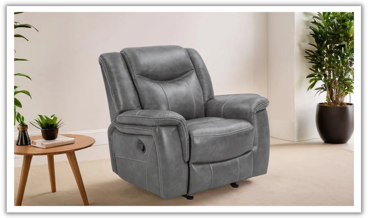 Coaster Conrad Leather Manual Recliner Chair in Gray