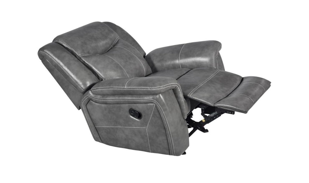 Coaster Conrad Leather Manual Recliner Chair in Gray