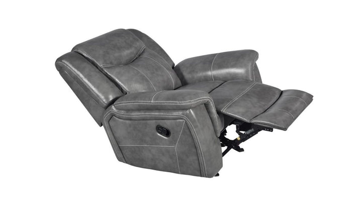 Coaster Conrad Leather Manual Recliner Chair in Gray