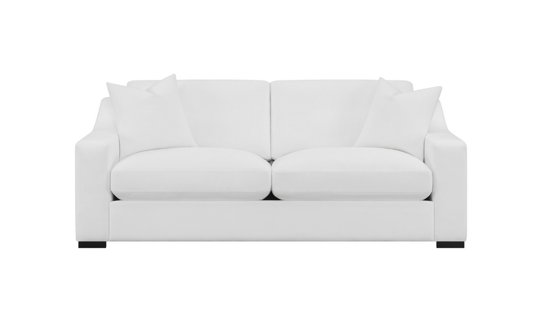 Coaster Furniture Ashlyn 3-Seater White Fabric Sofa with Sloped Arms-Jennifer Furniture