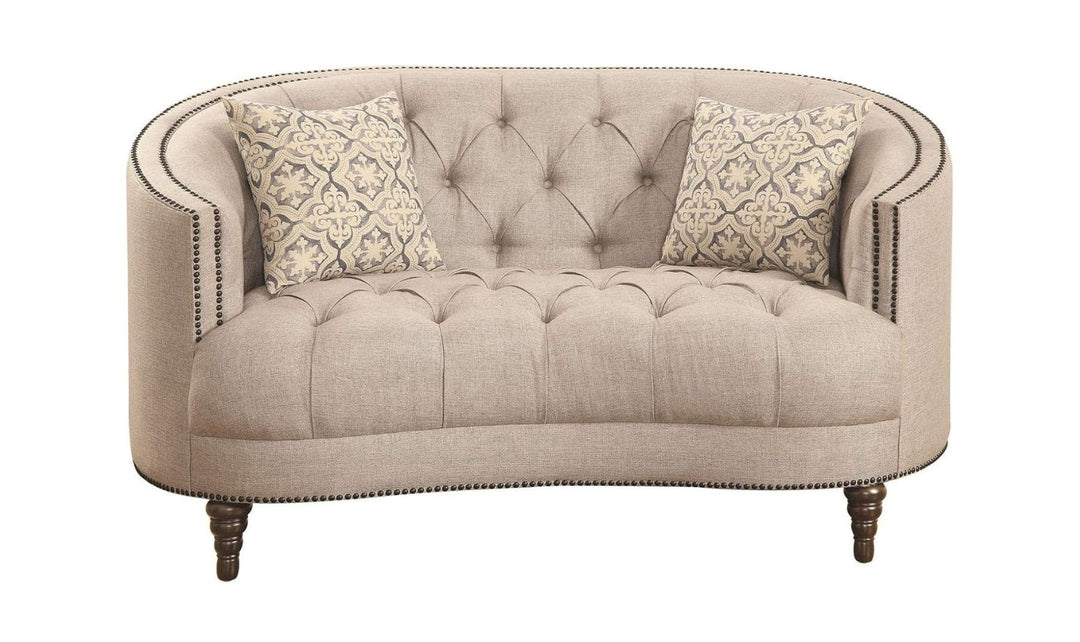 Coaster Furniture Avonlea Tufted Gray Fabric Sloped Arm Loveseat