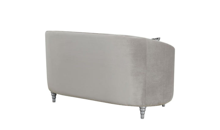 Coaster Furniture Avonlea Tufted Gray Fabric Sloped Arm Loveseat