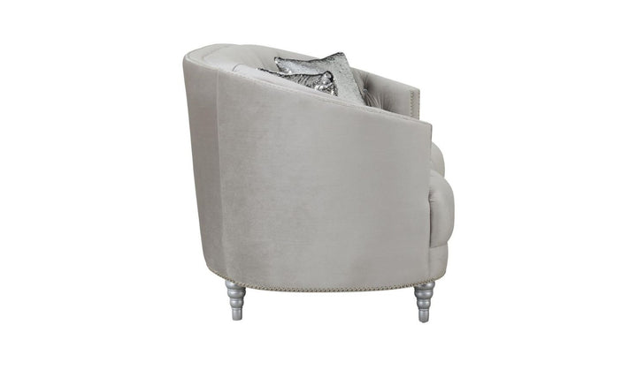 Coaster Furniture Avonlea Tufted Gray Fabric Sloped Arm Loveseat