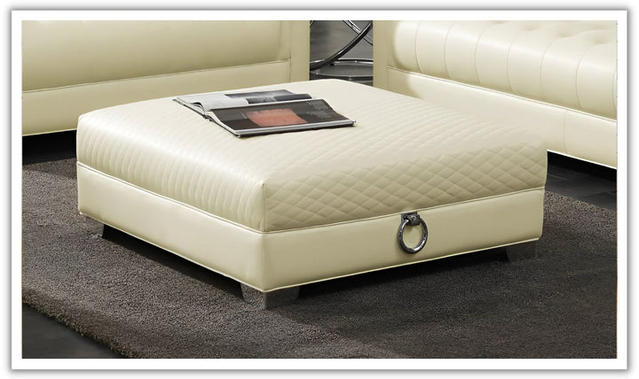 Coaster Furniture Chaviano White Leather Square Ottoman