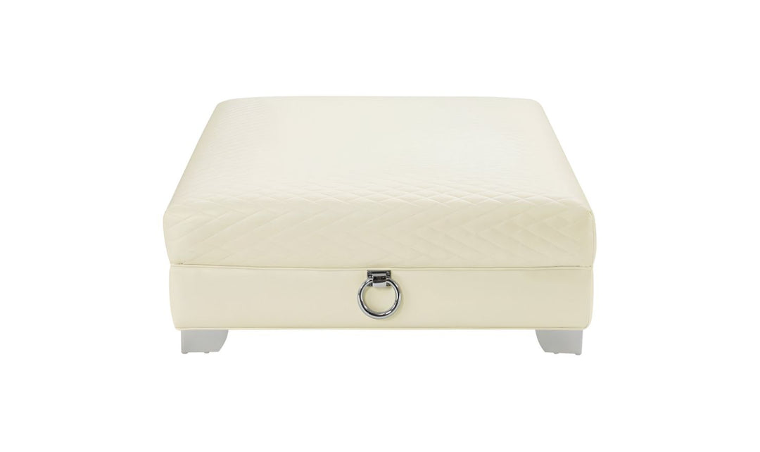 Coaster Furniture Chaviano White Leather Square Ottoman