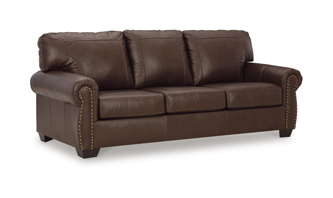 Colleton 3-Seater Dark Brown Leather Sofa with Rolled Arms