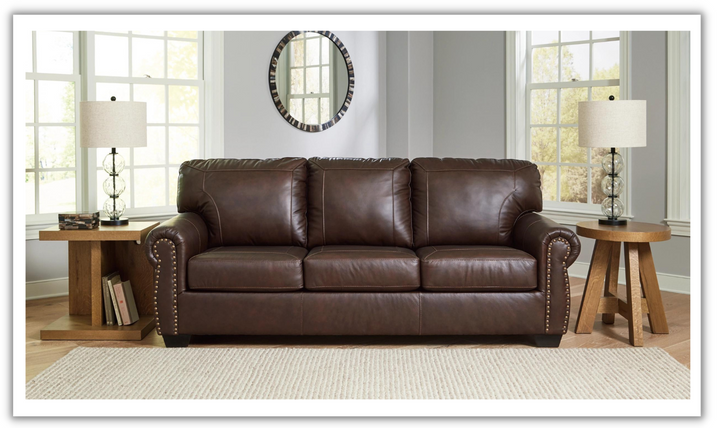 Colleton 3-Seater Dark Brown Leather Sofa with Rolled Arms