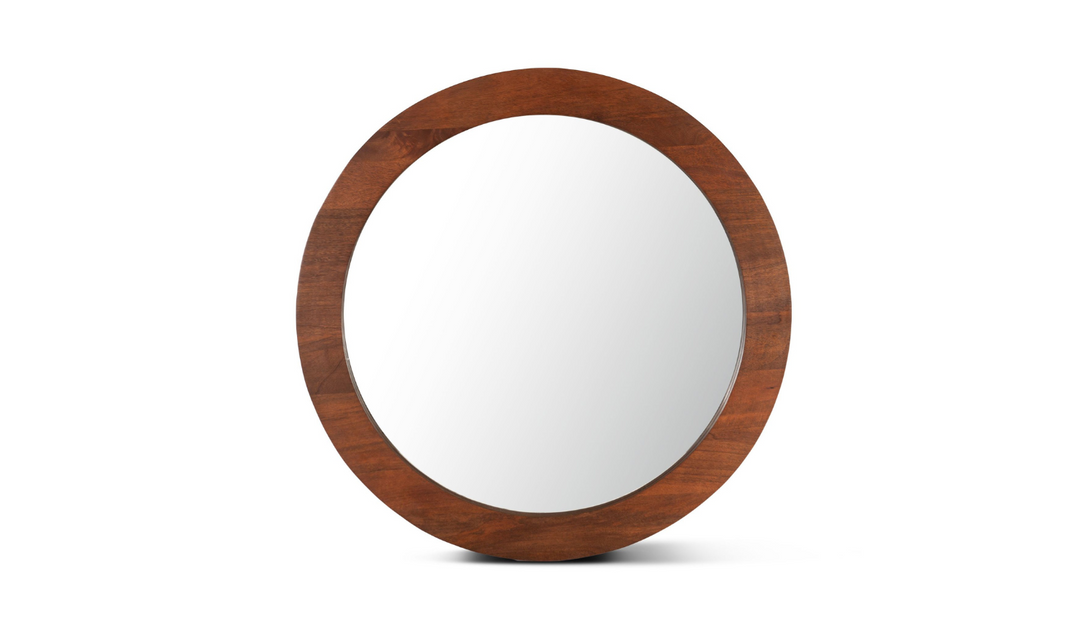 Cosmopolitan Round Mirror in Honey Brown-Jennifer Furniture 