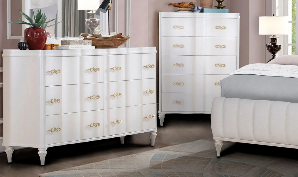 Cosmos Madona 6-drawers Wooden Dresser in Pearl